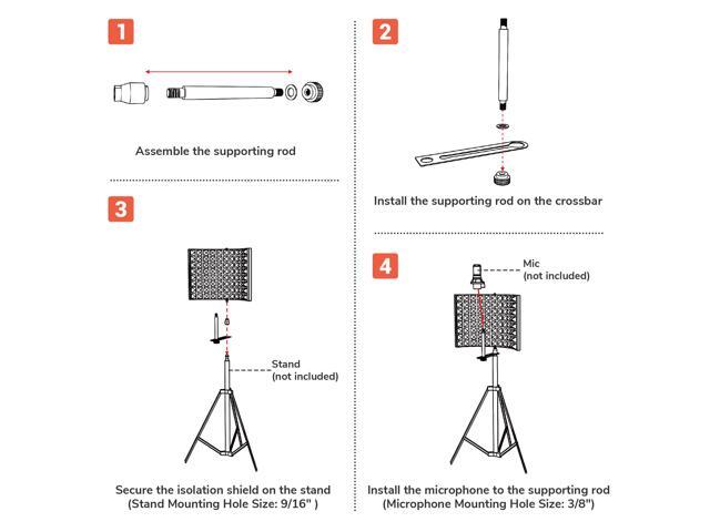Yescom 20 x14 Studio Microphone Isolation Shield 2.4 Thick Acoustic Foam Panel Sound Absorbing Recording Panel Stand Mount - image 4