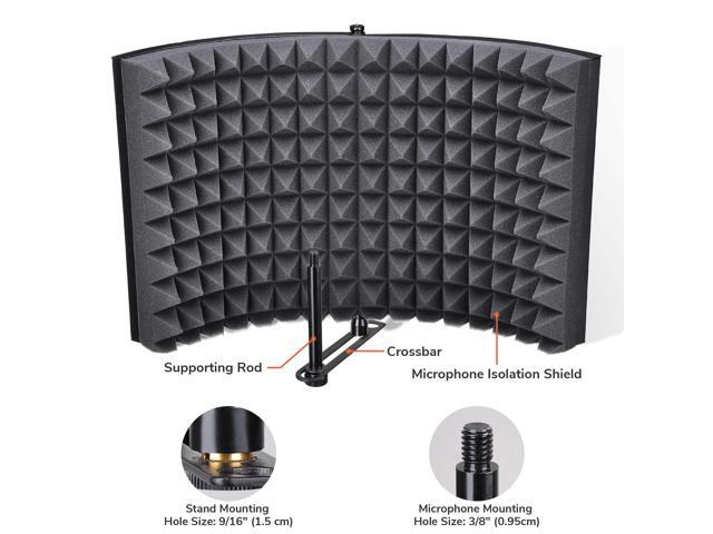 Yescom 20 x14 Studio Microphone Isolation Shield 2.4 Thick Acoustic Foam Panel Sound Absorbing Recording Panel Stand Mount - image 5