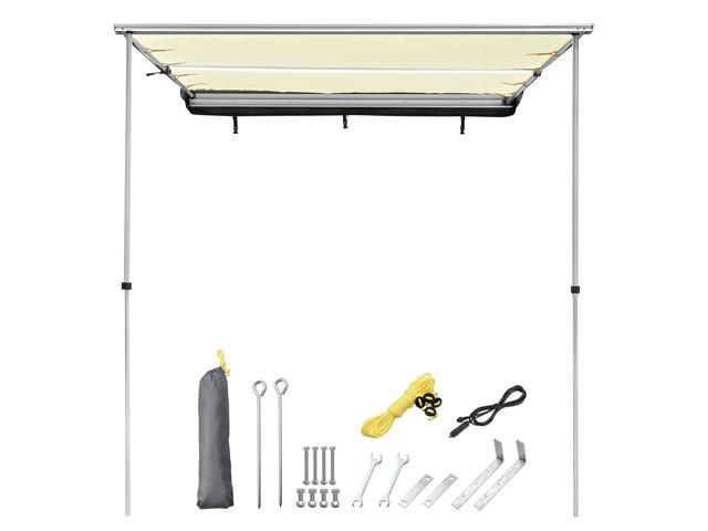 8.2x6.6 ft Car Side Awning Rooftop with LED Light Pull Out Tent Shelter Camping