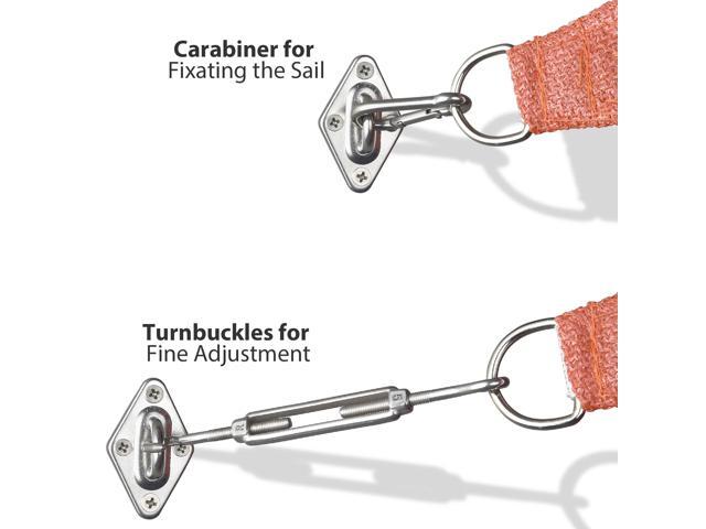 Triangle Sun Shade Sail Hardware Kit 304 Anti-Rust Stainless Steel Garden 2 Pack