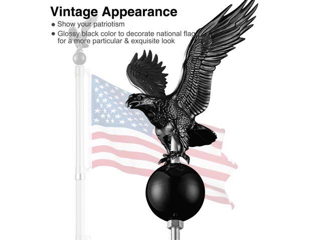 14' Flagpole Eagle Topper Finial Ornament for Telescopic Pole Black Yard Outdoor