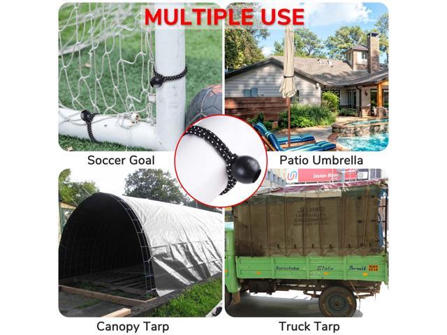 25 pcs 6' Black Elastic Ball Bungee Loop Cord Tie Down Strap Wire Fix Canopy Tarp Tent