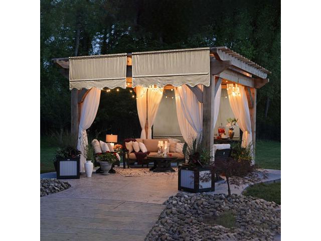 2 Pcs 15.5x4 Ft Canopy Cover Replacement with Valance for Pergola Structure