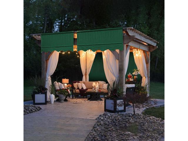 2 Pcs 15.5x4 Ft Canopy Cover Replacement with Valance for Pergola Structure Green