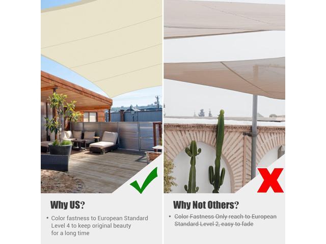 16x16 Ft 97% UV Block Square Sun Shade Sail Top Canopy Outdoor Patio Pool Deck