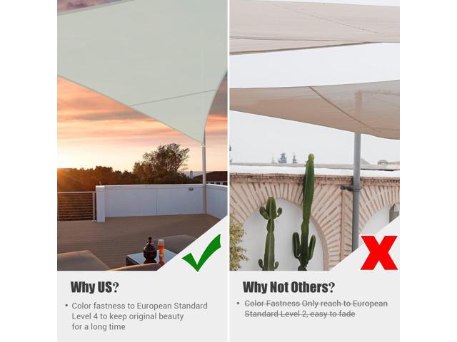 16 Ft Triangle Sun Shade Sail Canopy 97% UV Block Patio Awning Outdoor Garden