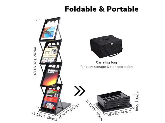 4 Pocket Foldable Magazine Brochure Rack Book Literature Holder Display Stand