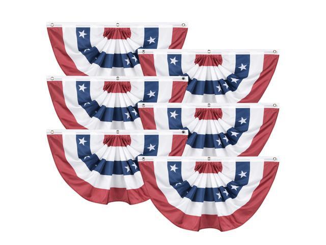 1.5x3 Ft USA Pleated Fan Flag Half Fan Banner American Bunting Decoration 6 Pack