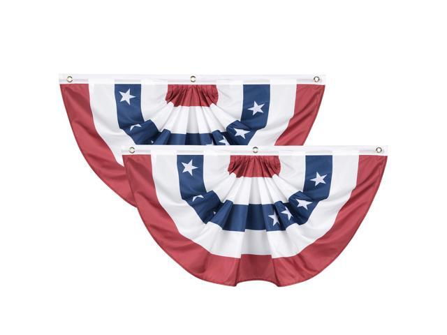 1.5x3 Ft USA Pleated Fan Flag Half Fan Banner American Bunting Decoration 2 Pack