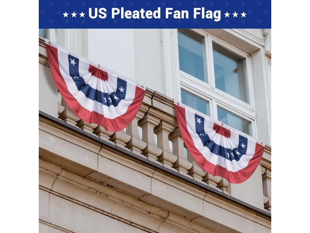 1.5x3 Ft USA Pleated Fan Flag Half Fan Banner American Bunting Decoration 2 Pack