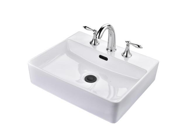 Photos - Kitchen Sink YescomUSA Aquaterior Rectangle Ceramic Sink Bathroom Countertop Basin with Faucet Dr 