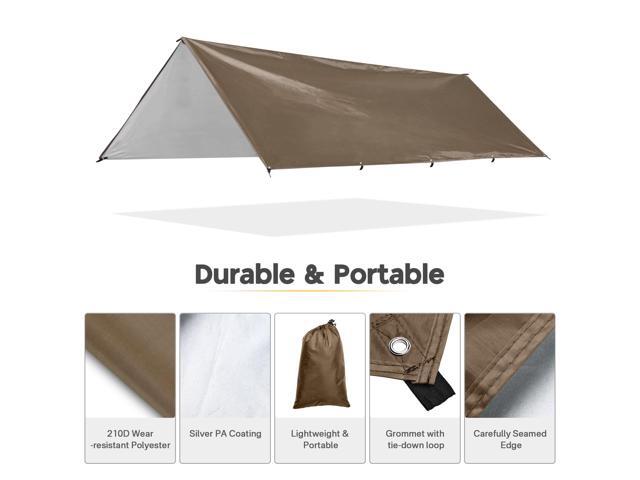 10x13FT Camping Tent Tarp Hammock Rain Fly Waterproof Hiking Backpacking Shelter