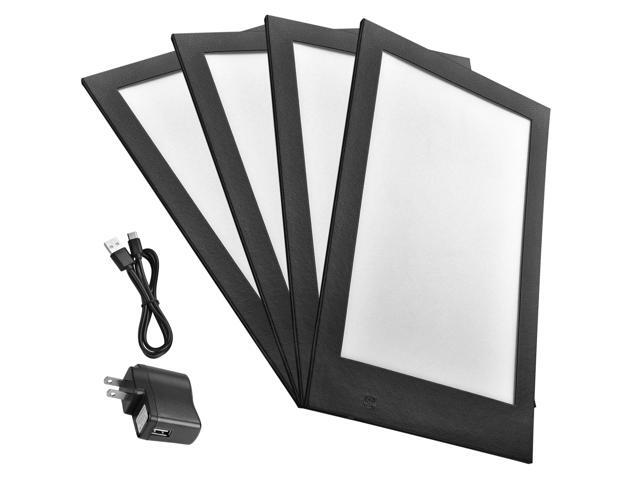 WeChef 4 Pack LED Backlit Menu Cover Leatherette Wine List Check Bill Holder Displayer Single Panel Fits 8'x14' Paper