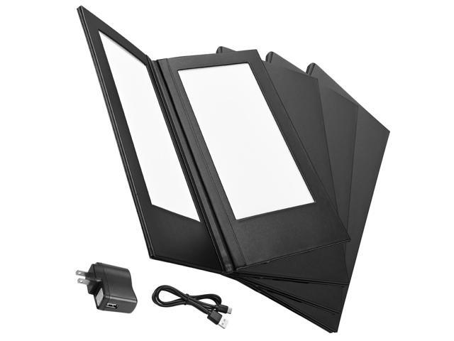 WeChef 4 Pack LED Backlit Menu Cover Leatherette Wine List Check Bill Holder Displayer 2-Panel Fits 5'x11' Paper
