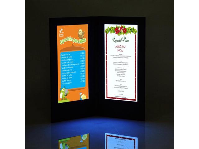 WeChef 4 Pack LED Backlit Menu Cover Leatherette Wine List Check Bill Holder Displayer 2-Panel Fits 5'x11' Paper