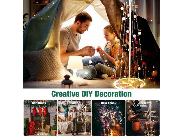 3 Ft LED String Lights with Cotton Ball Remote Control Christmas Party Wedding
