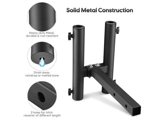 1 9/16' Hitch Mount Dual Flag Pole Holder Bracket for Truck Car Trailer SUV RV Jeep