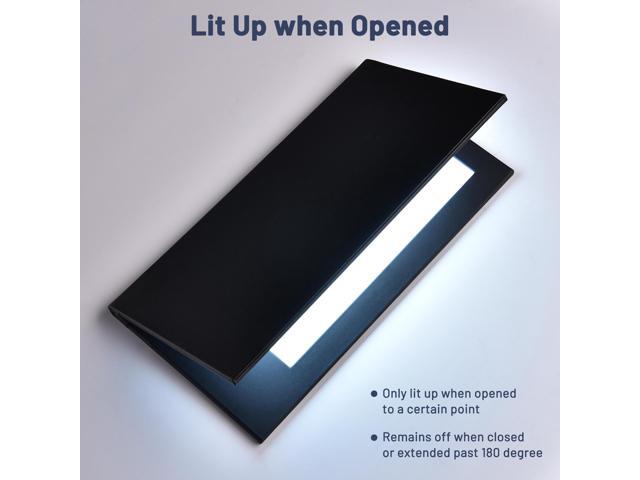 WeChef LED Back Lit Light Menu Holder Cover Folding Double Panel Fits 5'x11' Paper for Hotel Club