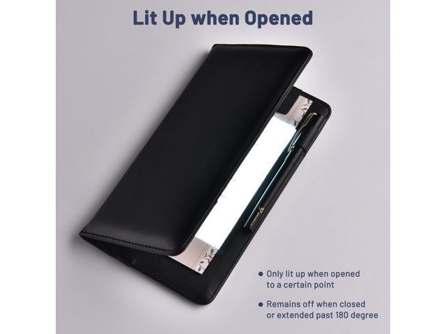 Folding LED Backlit Illuminated Black Leatherette Check Presenter/menu Holder