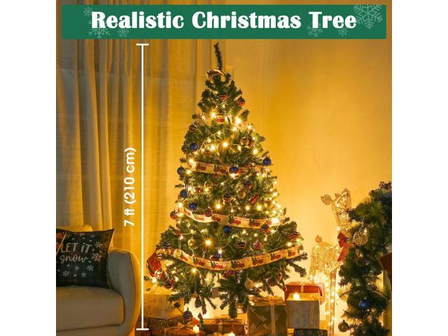 Yescom Christmas Tree Artificial,7Ft Green Xmas Tree,Folded Hinged,1000 Branch Tips Party Decoration