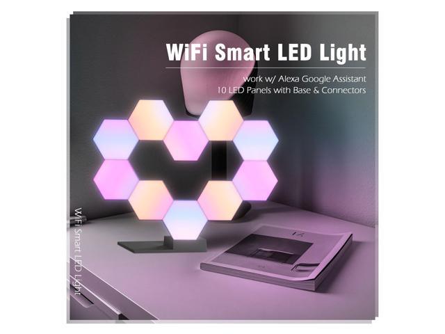 Yescom APP Control WiFi Hexagon LED Light Kit 21 Blocks & Base w/Alexa Google Wall Game Room Decor Gift