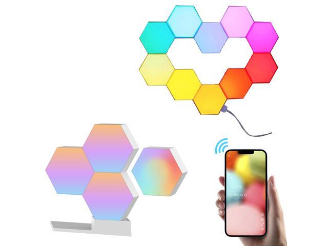 Yescom APP Control WiFi Hexagon LED Light Kit 14 Blocks & Base w/Alexa Google Home Game Room Decoration