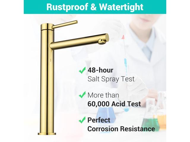 Aquaterior 2 Pack Bathroom Vessel Sink Faucet 8' Tall 1 Handle/Hole Cold & Hot Water Mixer Faucet Gold (CUPC NSF CEC)