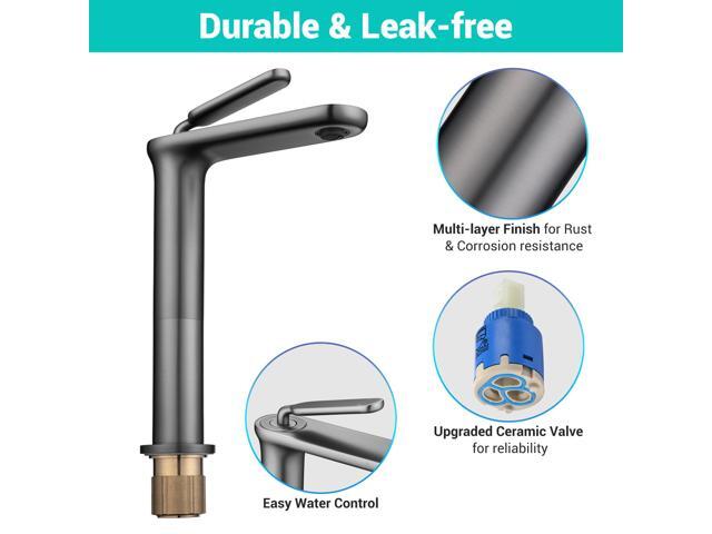 Aquaterior 2 Pack Single Handle Bathroom Vessel Sink Faucet Rv Lavatory Vanity Sink Mixer Tap Grey (CUPC NSF CEC)
