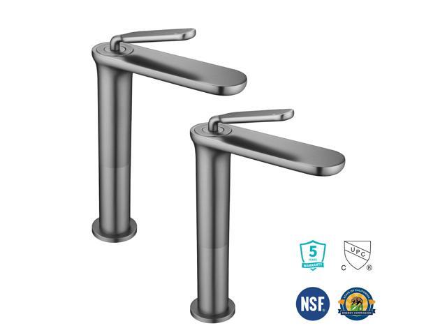 Aquaterior 2 Pack Single Handle Bathroom Vessel Sink Faucet Rv Lavatory Vanity Sink Mixer Tap Grey (CUPC NSF CEC)