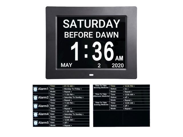 Yescom 8' LCD Day Clock Digital Calendar Alarm Large Dementia Table Home Office 2 Pack