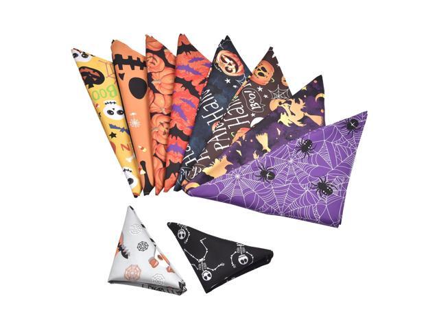 10 Pack Halloween Dog Bandanas Triangle Bibs Scarf Pet Kerchief Pumpkin Ghost