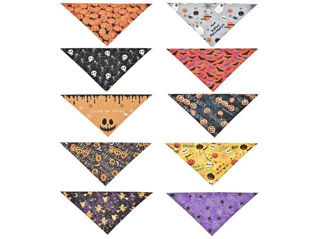 10 Pack Halloween Dog Bandanas Triangle Bibs Scarf Pet Kerchief Pumpkin Ghost