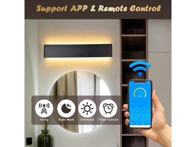 25' Bathroom Vanity Light Dimmable APP & Remote Control over Mirror Modern Black