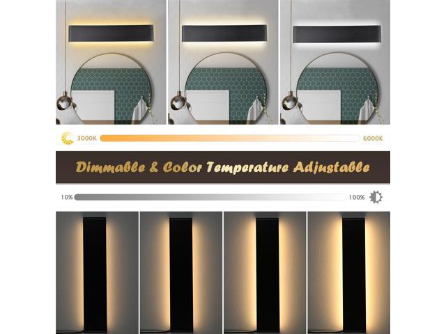25' Bathroom Vanity Light Dimmable APP & Remote Control over Mirror Modern Black