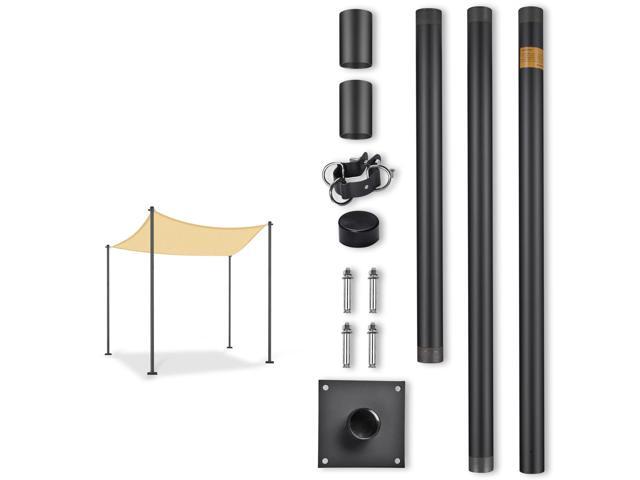 Yescom 10 Ft Sun Shade Sail Pole Post Canopy Awning Deck Patio Backyard with Pole Bracket Clamp Powder Patio Outdoor 121' Black