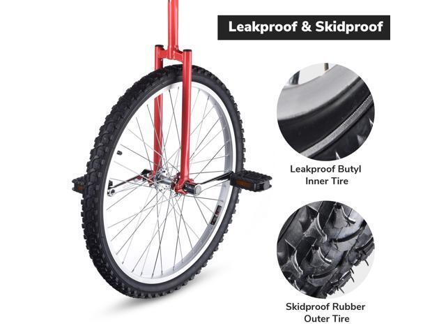 Yescom 24 In Wheel Outdoor Unicycle Adjustable Seat Anti-Skid Pedal Circus Bike for Adults Teenagers Kids, Red