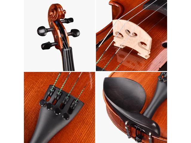 Solid Wood Violin 4/4 Full Set Fiddle Beginner Violin Full Size with Case Shoulder Rest for Student Adults