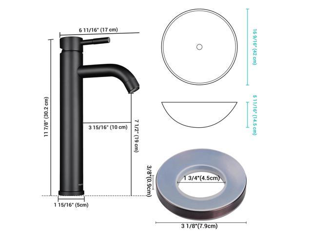 Aquaterior Tempered Glass Vessel Sink w/ ORB Single Hole Faucet Mounting Ring photo