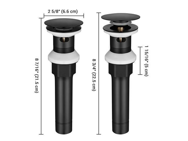 Aquaterior Bathroom Pop Up Drain with Overflow Lavatory Vessel Basin Sink Black