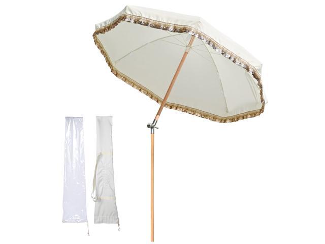 Photos - Other household accessories YescomUSA LAGarden 6 Ft Fringe Patio Umbrella with Tassel Jazz Age Wood for Garden, 