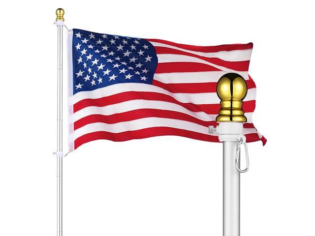 Yescom Bravery 10Ft Sectional Flag Pole Kit Aluminum Outside Inground Yard Garden with 3'x5' USA Flag Ball Top Silver