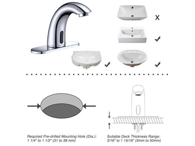 Aquaterior 5' Touchless Bathroom Sink Faucet with Cover Plate Chrome 6 Pack