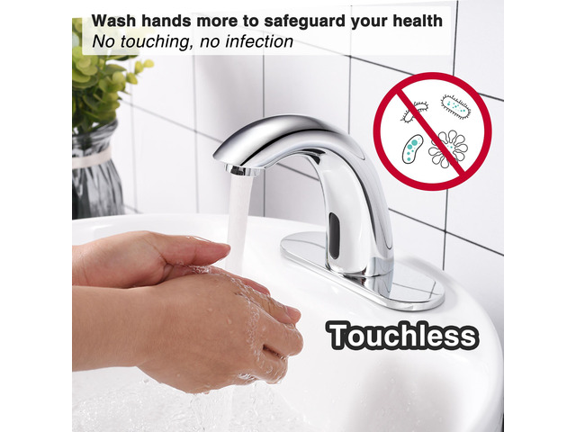 Aquaterior 5' Touchless Bathroom Faucet with Rectangle Vessel Sink Brush Chrome