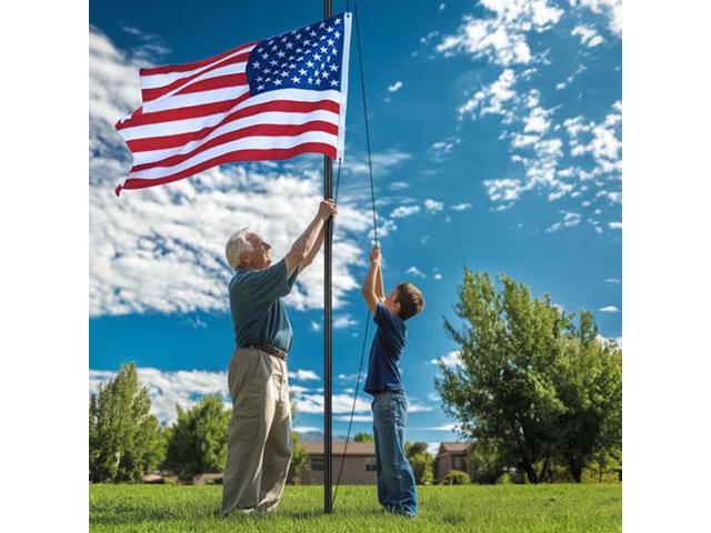 Yescom Bravery 20 Ft Aluminum Sectional Flagpole with 3x5 Ft US Flag Gold Ball Outdoor