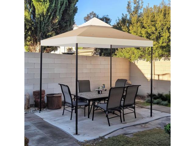 Yescom 8x8Ft 2-Tier Gazebo Top Replacement UV30+ for 2 Tier Outdoor Patio Canopy Cover Party Backyard Garden Ivory+Sand