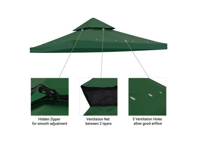 Yescom 8x8Ft 2-Tier Gazebo Top Replacement UV30+ for 2 Tier Outdoor Patio Canopy Cover Party Backyard Garden Green