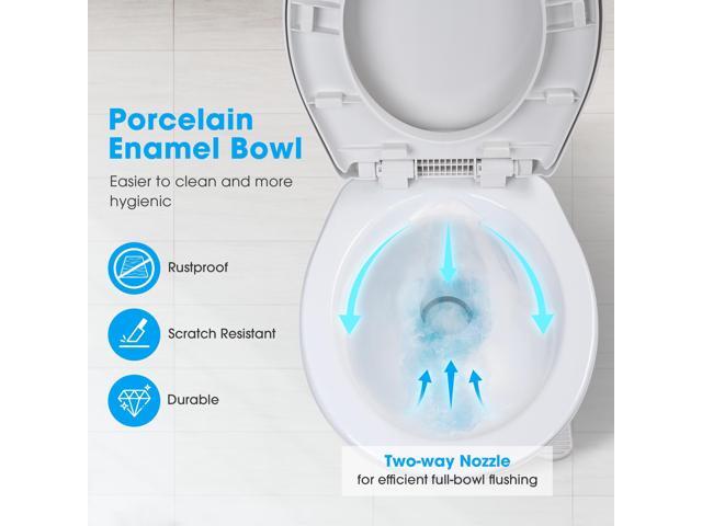 RV Toilet Porcelain Enamel Gravity Flush Camper Trailer Toilet Elongated High Profile for Travel