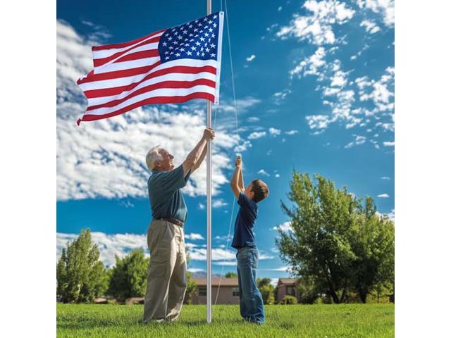 Yescom Bravery 20' Sectional Flag Pole Kit 3'x5' US Flag+Aluminum Pole+Screwdriver Fly 2 Flags