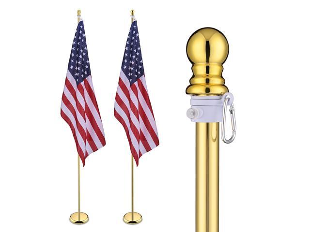Yescom 2 Pack 8 Ft Sectional Indoor Flag Pole Kit Base Ball Aluminum 3x5 Ft US Flag