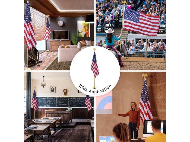 Yescom 2 Pack 8 Ft Sectional Indoor Flag Pole Kit Base Eagle Aluminum 3x5 Ft US Flag
